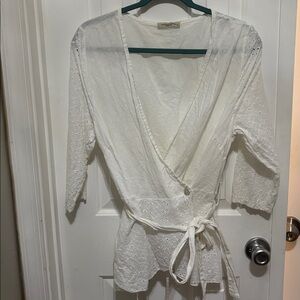Francesca Bettini White Linen Blend Top